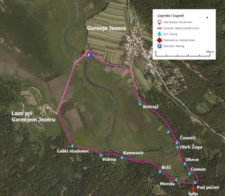 1 ZEMLJEVID pot izvirov 4 km feb.2020 Damjan plus SPILJA